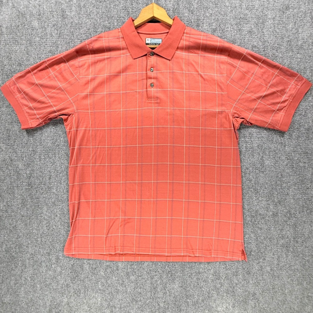 Y2K Jos A Bank Leadbetter Golf Polo Men's XL Salmon Windowpane 100% Cotton
